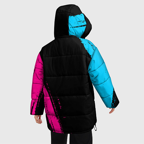 Женская зимняя куртка Spirited Away - neon gradient: надпись, символ / 3D-Черный – фото 4