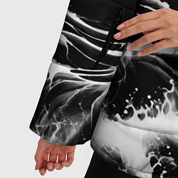 Куртка зимняя женская Черные бущующие волны, цвет: 3D-светло-серый — фото 2