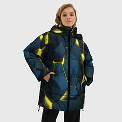 Куртка зимняя женская Желтые неоновые плиты, цвет: 3D-черный — фото 2