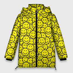 Куртка зимняя женская Счастливые смайлики, цвет: 3D-светло-серый
