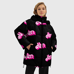 Куртка зимняя женская Логотип Кен - патерн, цвет: 3D-черный — фото 2