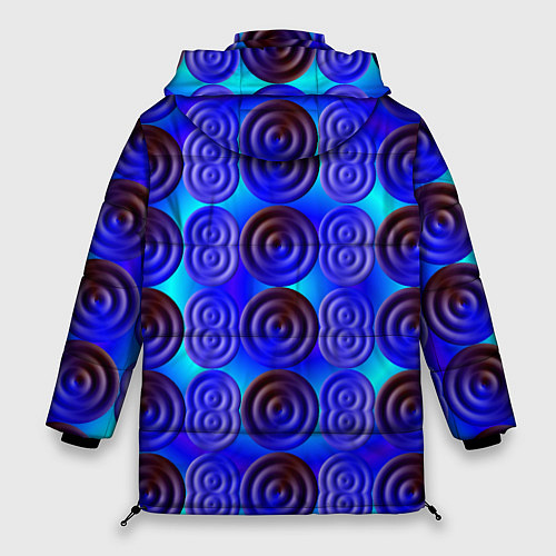 Женская зимняя куртка Синий шашечный мотив / 3D-Красный – фото 2