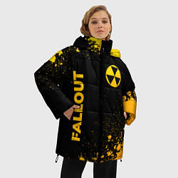 Куртка зимняя женская Fallout - gold gradient: надпись, символ, цвет: 3D-черный — фото 2