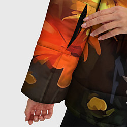 Куртка зимняя женская Маслянные ромашки, цвет: 3D-красный — фото 2