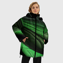 Куртка зимняя женская Темная зеленая текстура, цвет: 3D-красный — фото 2