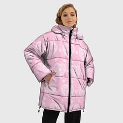 Куртка зимняя женская Розовое кружево сердечки, цвет: 3D-светло-серый — фото 2