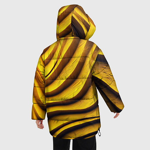Женская зимняя куртка Желтые абстрактные полосы / 3D-Черный – фото 4