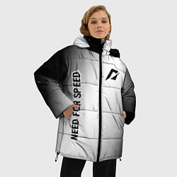 Куртка зимняя женская Need for Speed glitch на светлом фоне: надпись, си, цвет: 3D-черный — фото 2