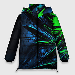 Женская зимняя куртка Black green abstract