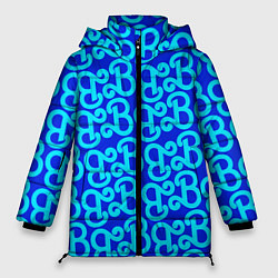 Куртка зимняя женская Логотип Барби - синий паттерн, цвет: 3D-черный