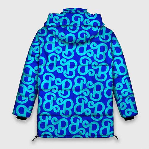 Женская зимняя куртка Логотип Барби - синий паттерн / 3D-Светло-серый – фото 2