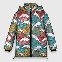 Куртка зимняя женская Декоративные волны, цвет: 3D-красный