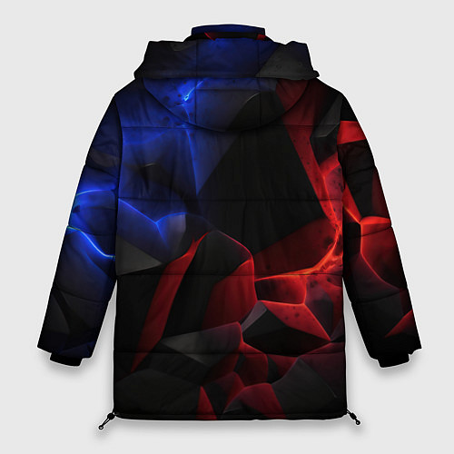 Женская зимняя куртка Синие и красные плиты / 3D-Красный – фото 2