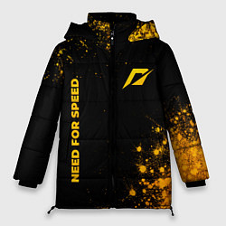 Женская зимняя куртка Need for Speed - gold gradient: надпись, символ