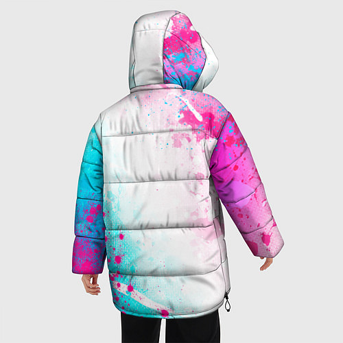 Женская зимняя куртка One Piece neon gradient style: надпись, символ / 3D-Черный – фото 4