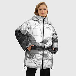 Куртка зимняя женская Минималистичный пейзаж чб, цвет: 3D-черный — фото 2