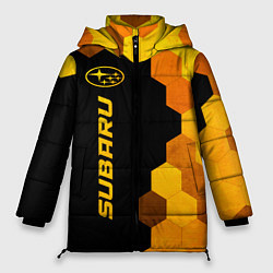 Куртка зимняя женская Subaru - gold gradient: по-вертикали, цвет: 3D-черный