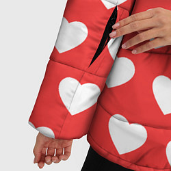 Куртка зимняя женская Сердечки на красном фоне, цвет: 3D-светло-серый — фото 2