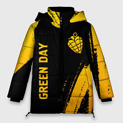 Женская зимняя куртка Green Day - gold gradient: надпись, символ