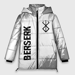 Женская зимняя куртка Berserk glitch на светлом фоне: надпись, символ