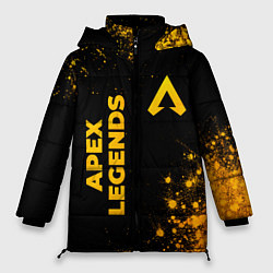 Куртка зимняя женская Apex Legends - gold gradient: надпись, символ, цвет: 3D-черный