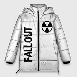 Женская зимняя куртка Fallout glitch на светлом фоне: надпись, символ