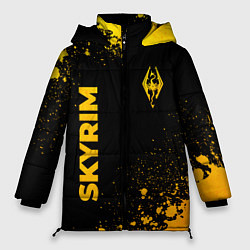 Женская зимняя куртка Skyrim - gold gradient: надпись, символ