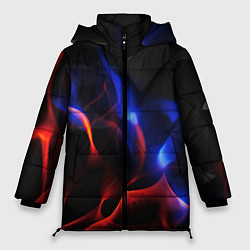 Куртка зимняя женская Красное и синие свечение от черных плит, цвет: 3D-красный