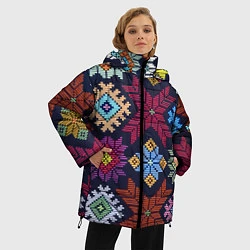 Куртка зимняя женская Орнамент удмуртский, цвет: 3D-светло-серый — фото 2