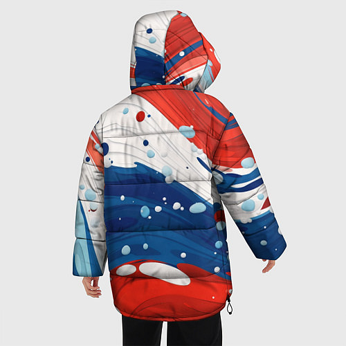 Женская зимняя куртка Брызги красок в цветах флага РФ / 3D-Черный – фото 4