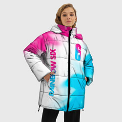 Куртка зимняя женская Rainbow Six neon gradient style: надпись, символ, цвет: 3D-черный — фото 2