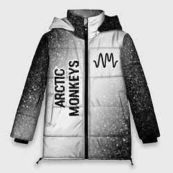 Женская зимняя куртка Arctic Monkeys glitch на светлом фоне: надпись, си