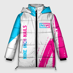 Куртка зимняя женская Nine Inch Nails neon gradient style: надпись, симв, цвет: 3D-черный