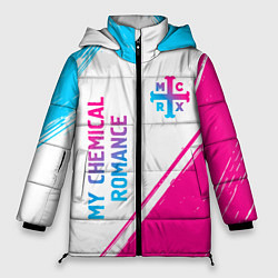 Куртка зимняя женская My Chemical Romance neon gradient style: надпись,, цвет: 3D-черный