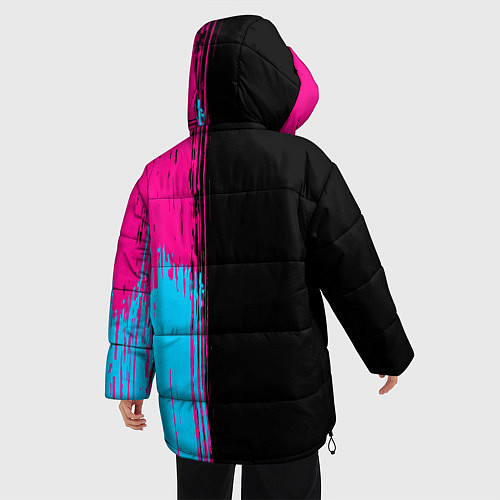 Женская зимняя куртка Breaking Benjamin - neon gradient: по-вертикали / 3D-Черный – фото 4