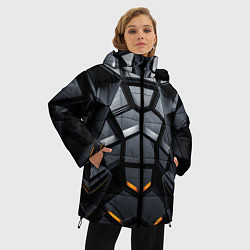 Куртка зимняя женская Объемная черная конструкция, цвет: 3D-светло-серый — фото 2