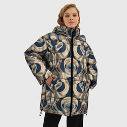 Куртка зимняя женская Коричневый узор паттерн, цвет: 3D-черный — фото 2