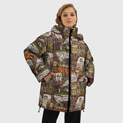 Куртка зимняя женская Рисунки коллаж, цвет: 3D-светло-серый — фото 2
