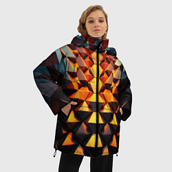 Куртка зимняя женская Объемные кубы полигон, цвет: 3D-красный — фото 2