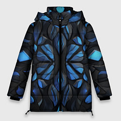 Куртка зимняя женская Синие объемные узоры, цвет: 3D-светло-серый