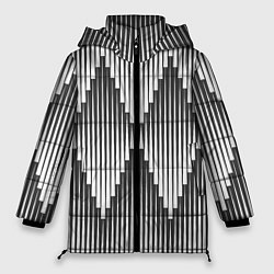 Куртка зимняя женская Большие вдавленные ромбы, цвет: 3D-черный