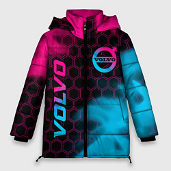 Женская зимняя куртка Volvo - neon gradient: надпись, символ