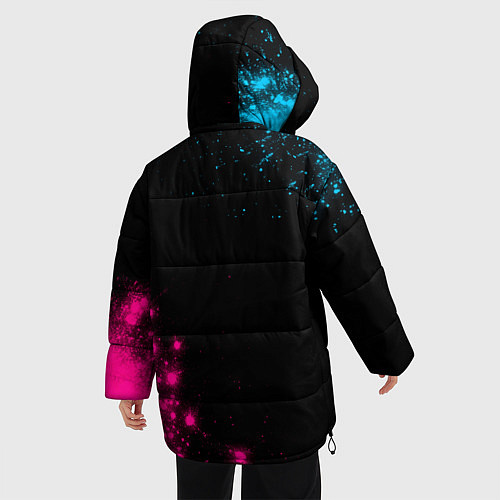 Женская зимняя куртка Garbage - neon gradient: надпись, символ / 3D-Черный – фото 4