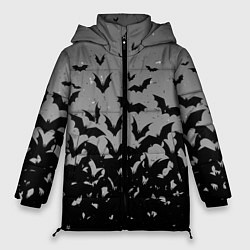 Женская зимняя куртка Серый фон и летучие мыши