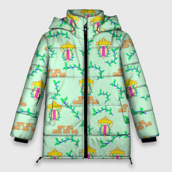 Куртка зимняя женская Я подарок для мамы и папы - текст паттерн, цвет: 3D-светло-серый