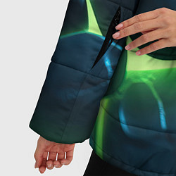 Куртка зимняя женская Разлом зеленых плит с неоном, цвет: 3D-красный — фото 2
