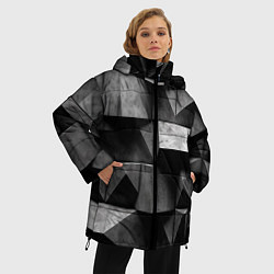 Куртка зимняя женская Обман зрения и каменные плиты, цвет: 3D-черный — фото 2