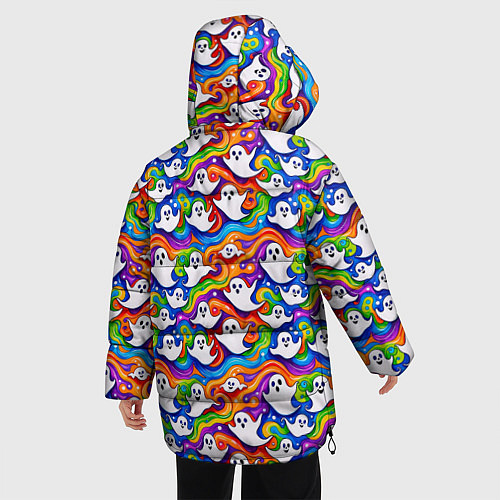 Женская зимняя куртка Веселые привидения на красочном фоне / 3D-Черный – фото 4