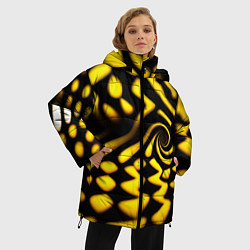 Куртка зимняя женская Желтая футболка с воронкой, цвет: 3D-черный — фото 2