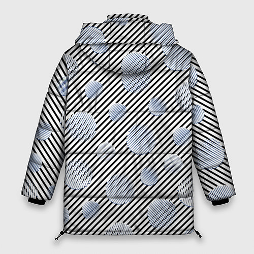 Женская зимняя куртка Серебристые круги на полосатом фоне / 3D-Светло-серый – фото 2